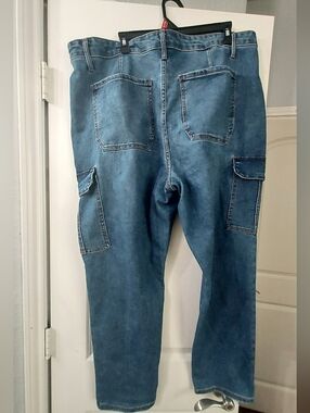 Men's Denim Cargo Pants in Blue - Casual Utility Style